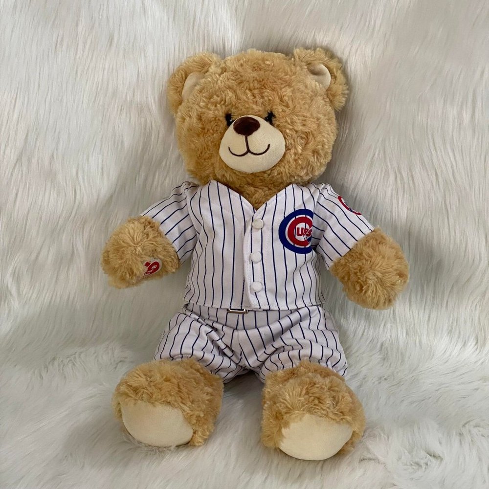 Build A Bear 17" Light Tan Teddy Bear With Chicago Cubs Outfit Plush Animal